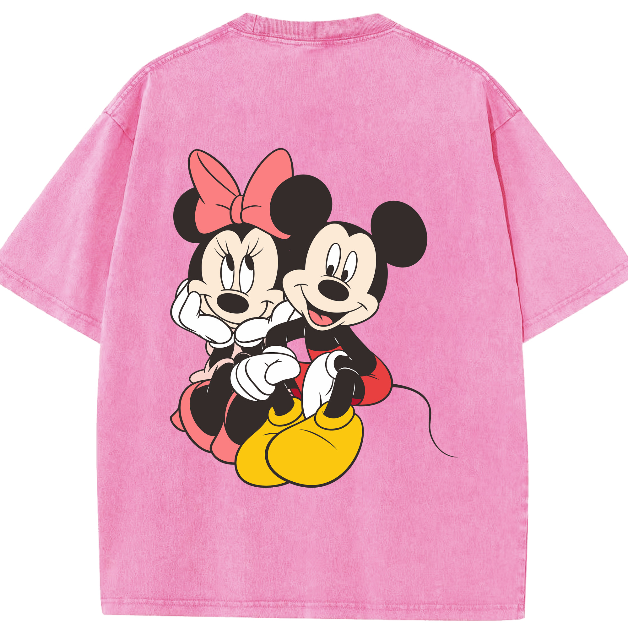（画像用） ミッキーマウス Mickey Mouse 綿100% ヴィンテージ風 半袖Tシャツ（背面プリント）